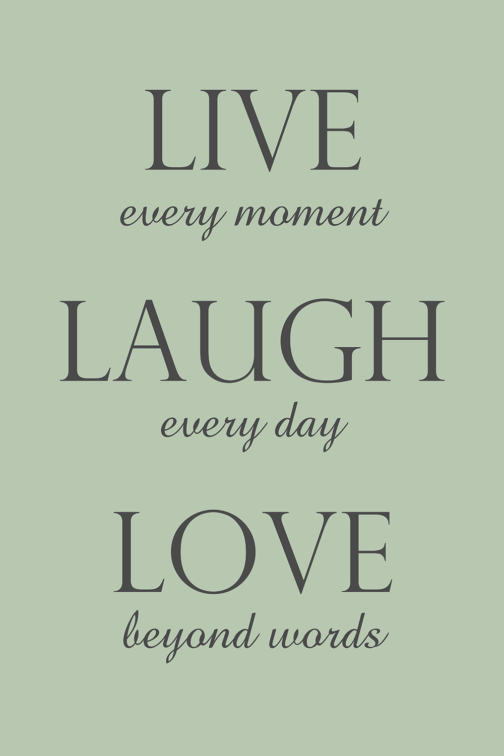 Live laugh love op canvas groen