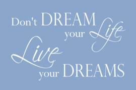 Live your dreams op canvas blauw