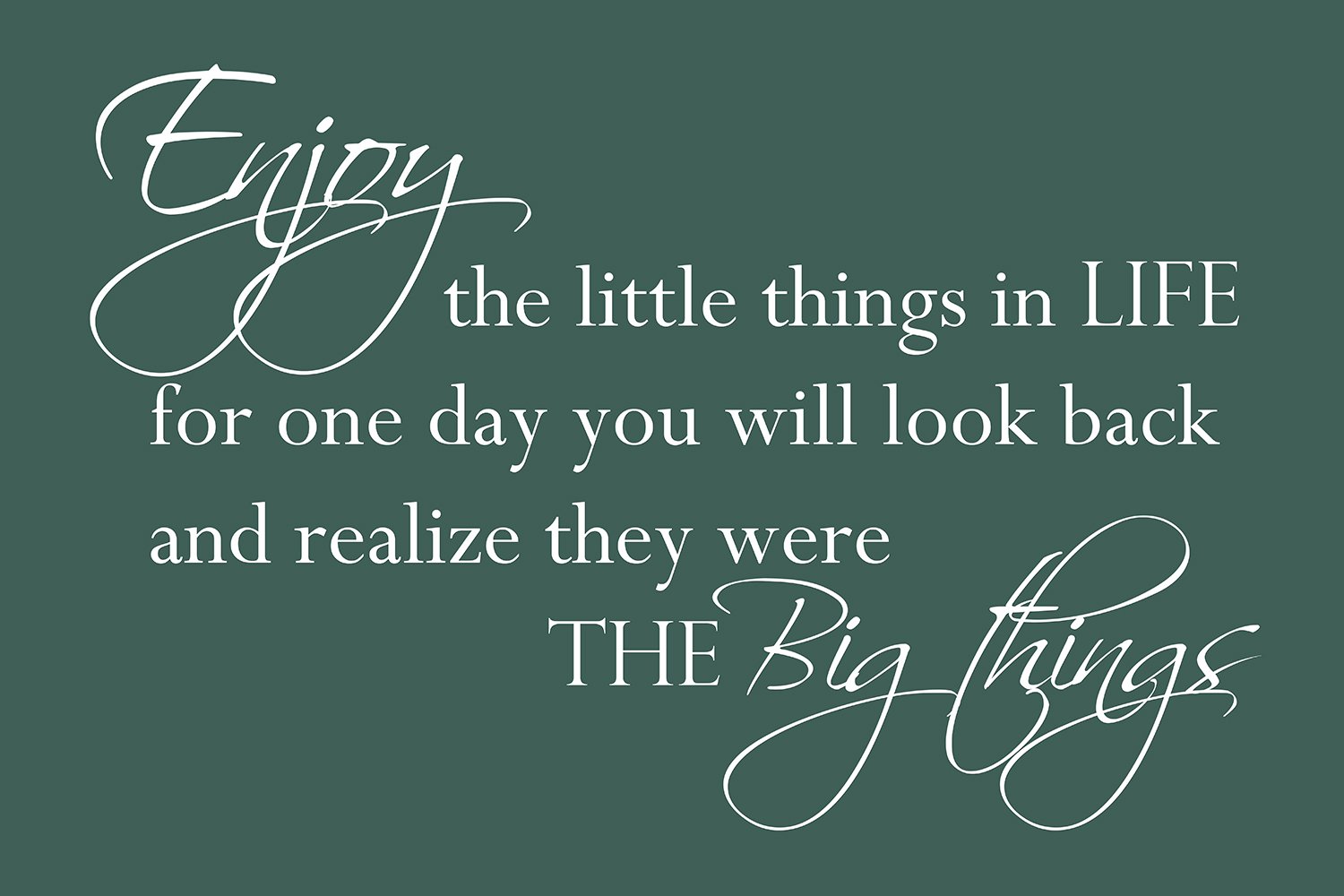 Enjoy the little things op canvas groen
