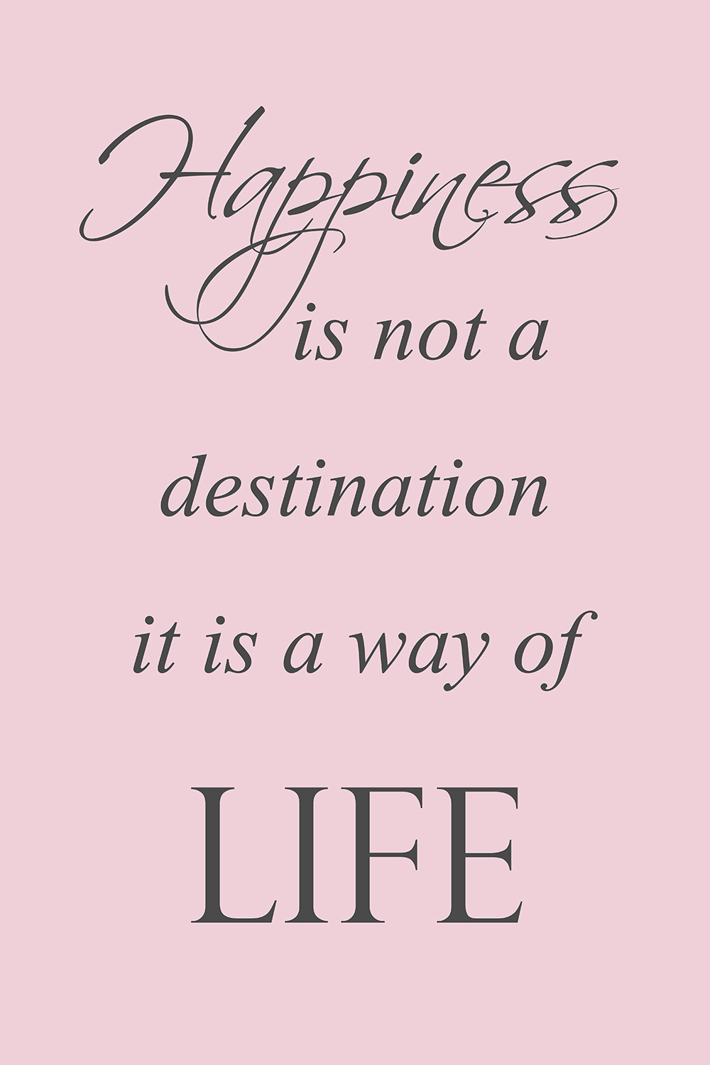 Happiness op canvas roze