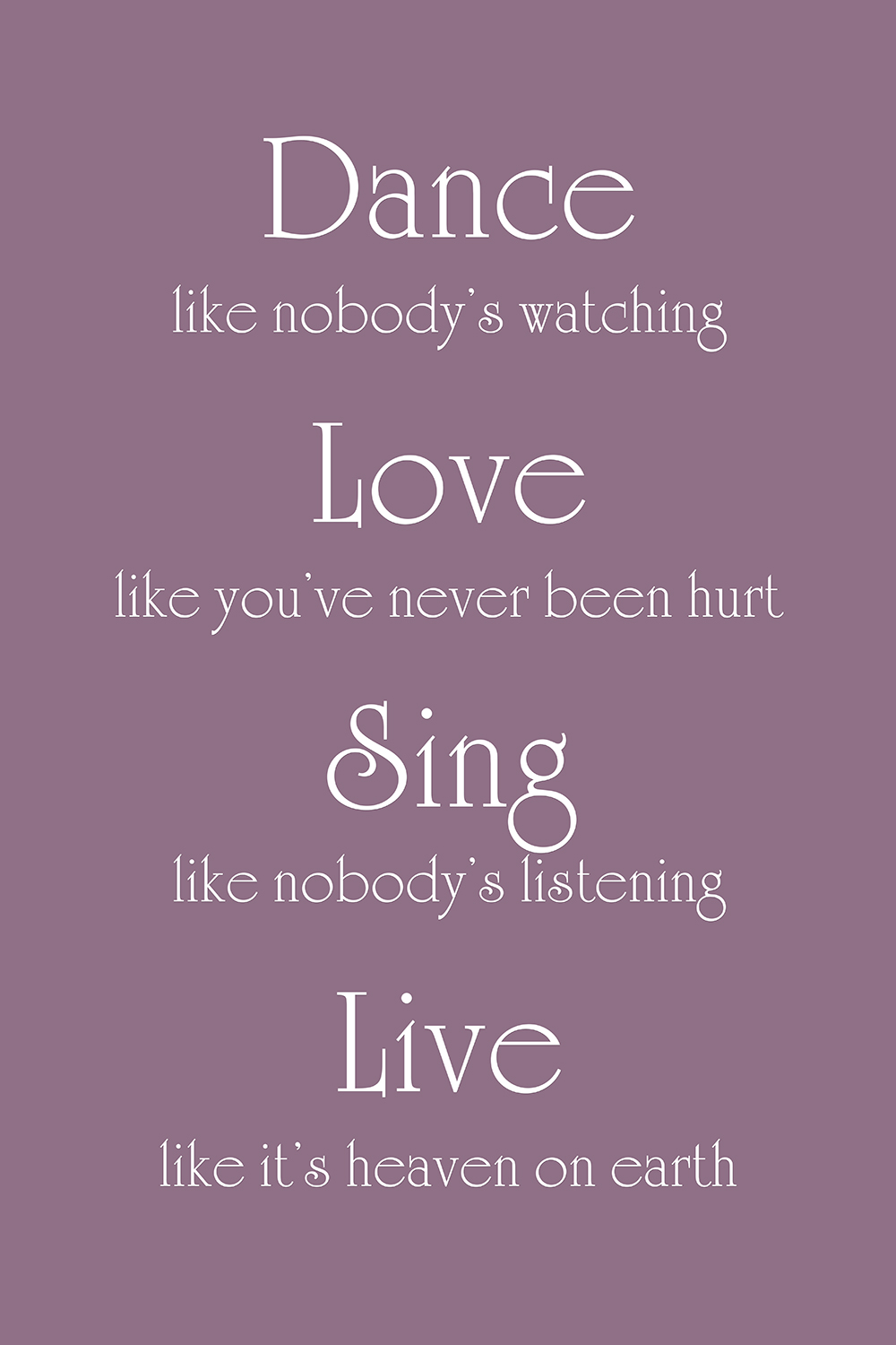 Dance Love Sing Live op canvas paars