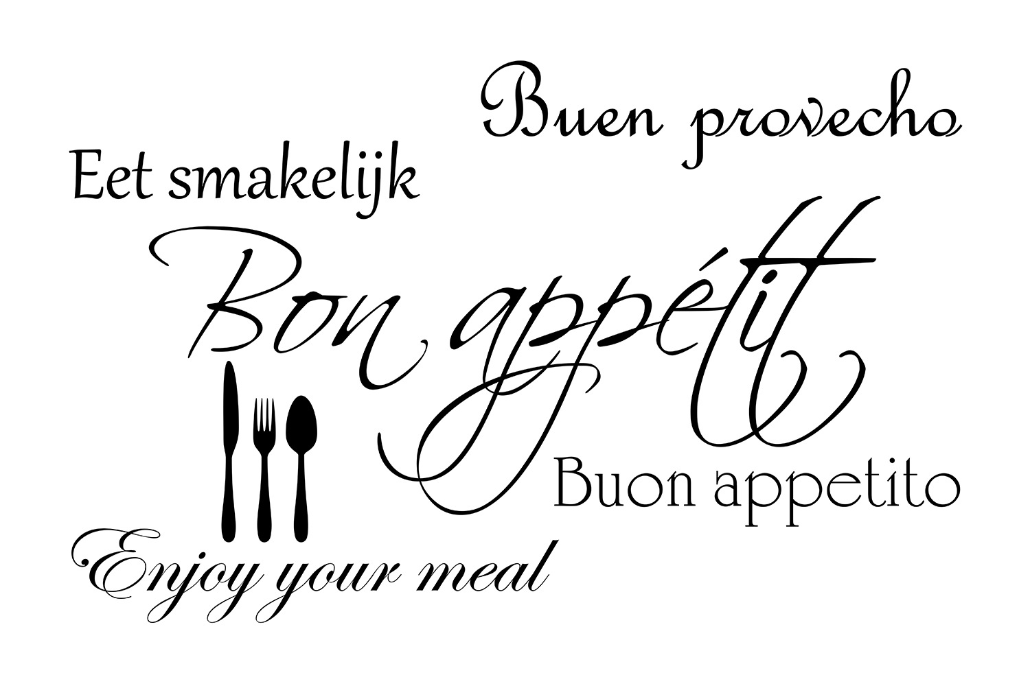 Bon appétit op canvas wit