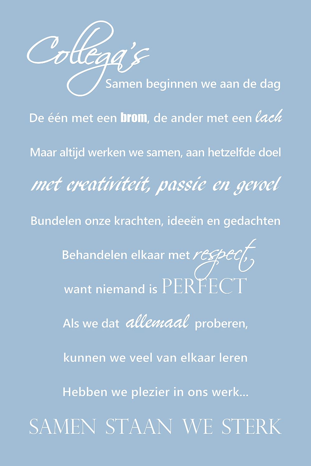 Collega's op canvas blauw
