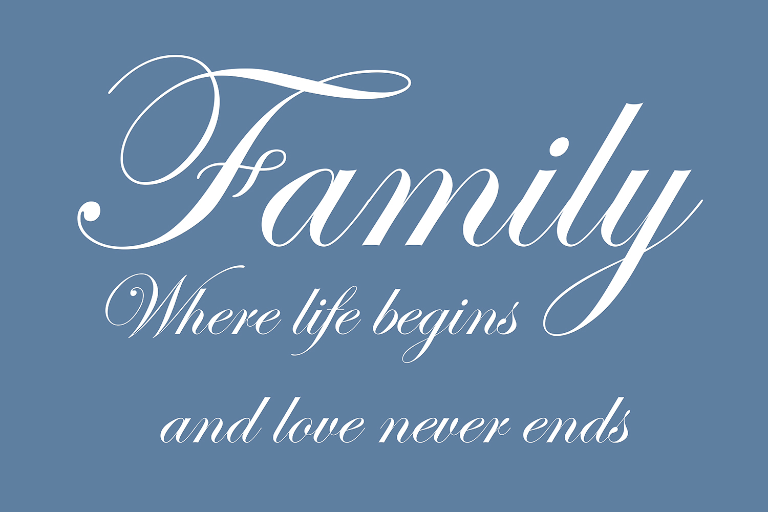 Family where life begins op canvas blauw