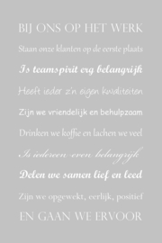 Bij ons op het werk op canvas