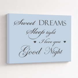 Tekst op canvas lichtblauw