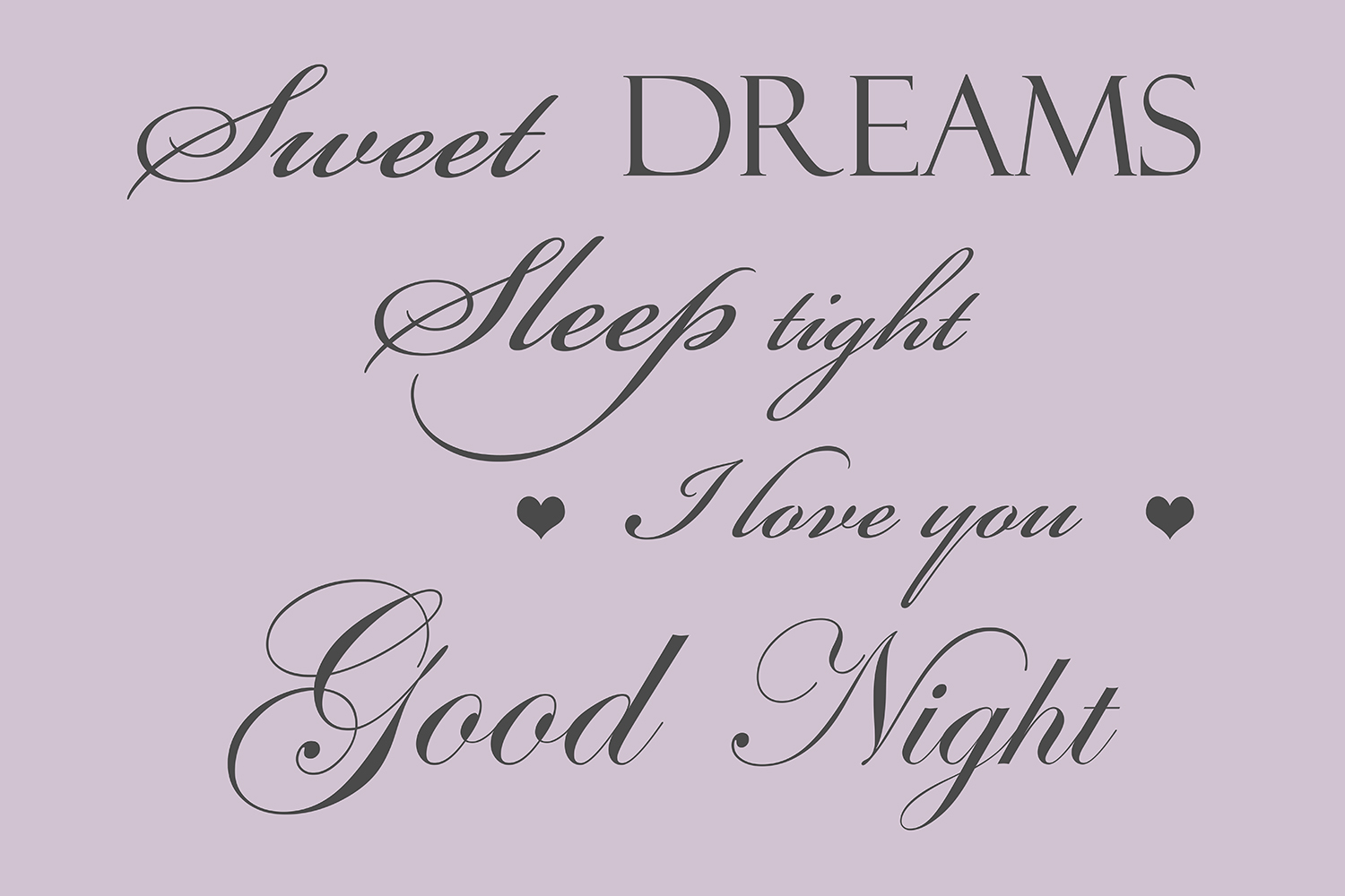Sweet dreams op canvas paars