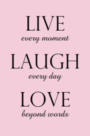Live laugh love op canvas roze