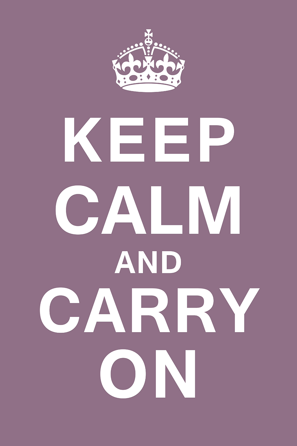 Keep calm and carry on op canvas paars