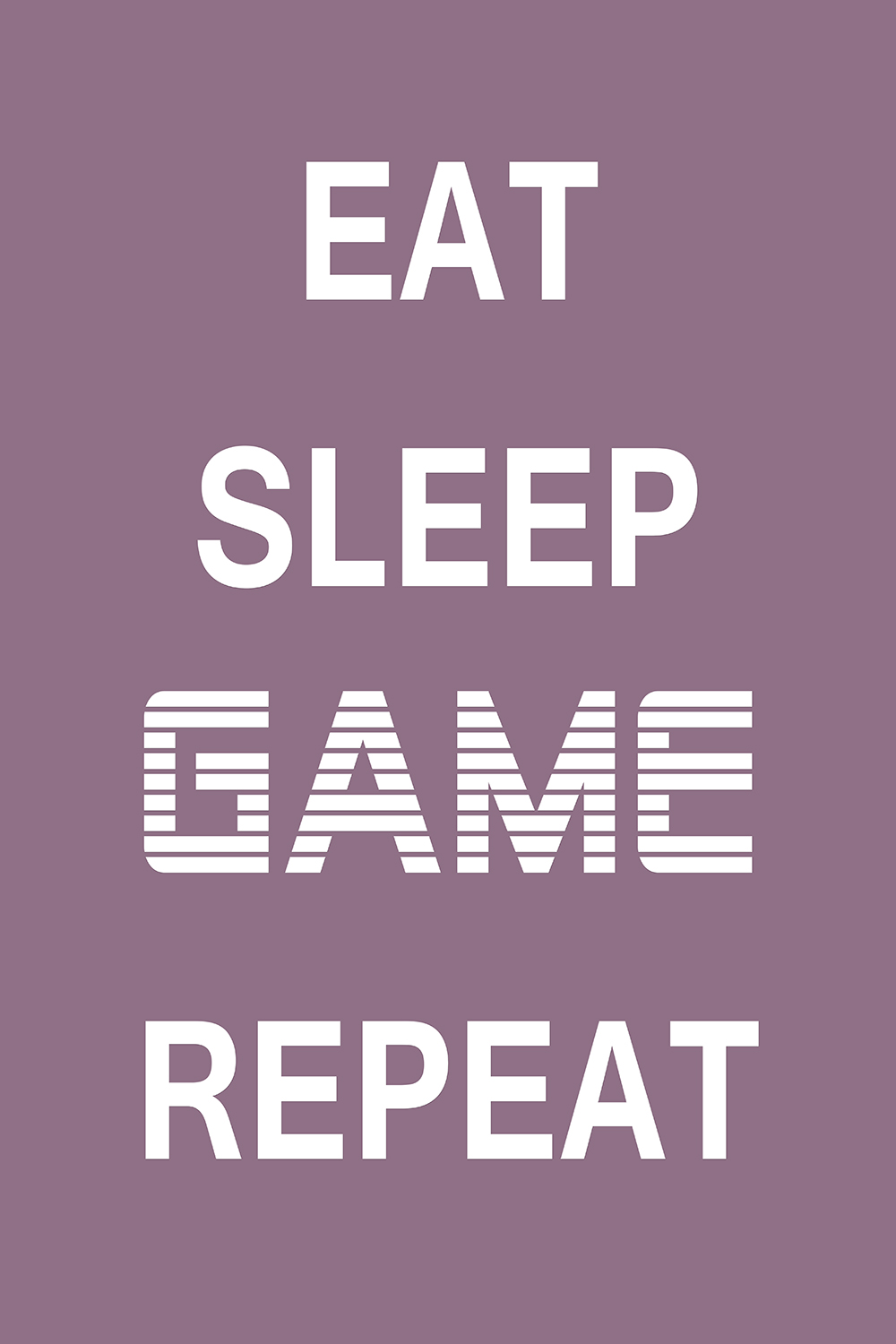Eat Sleep Game Repeat op canvas paars