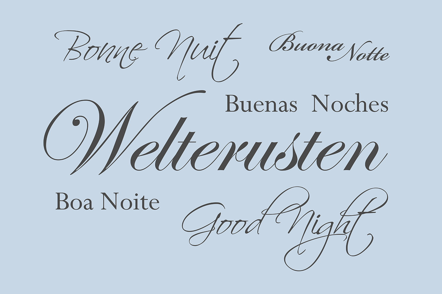 Welterusten op canvas blauw