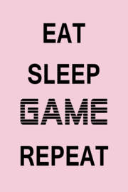 Eat Sleep Game Repeat op canvas roze