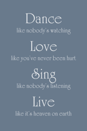 Tekst op canvas mistblauw