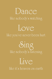 Tekst op canvas okergeel