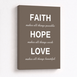 Tekst op canvas donker taupe