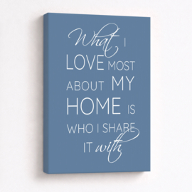 Tekst op canvas donkerblauw