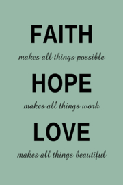 Faith Hope Love op canvas groen