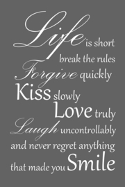 Life is short op canvas