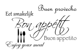 Bon appétit op canvas wit