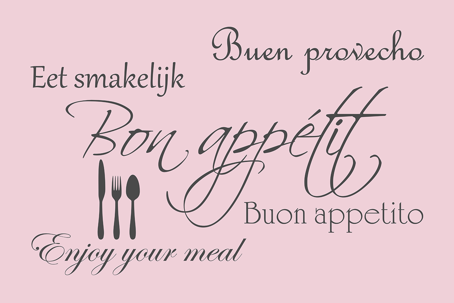 Bon appétit op canvas roze