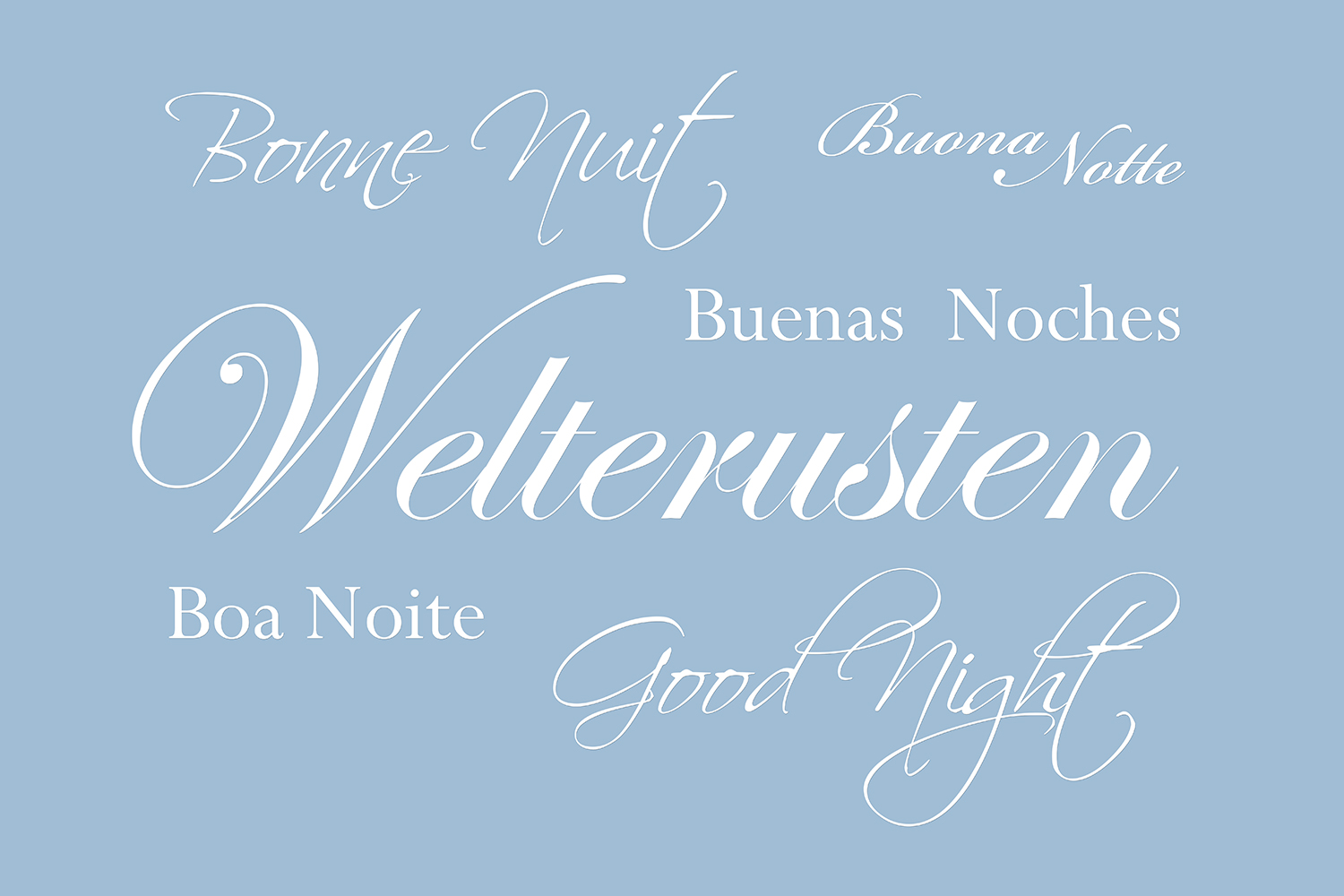 Welterusten op canvas blauw