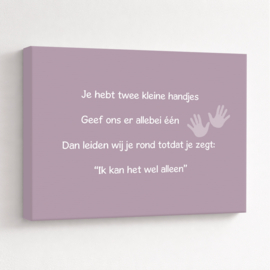 Tekst op canvas paars