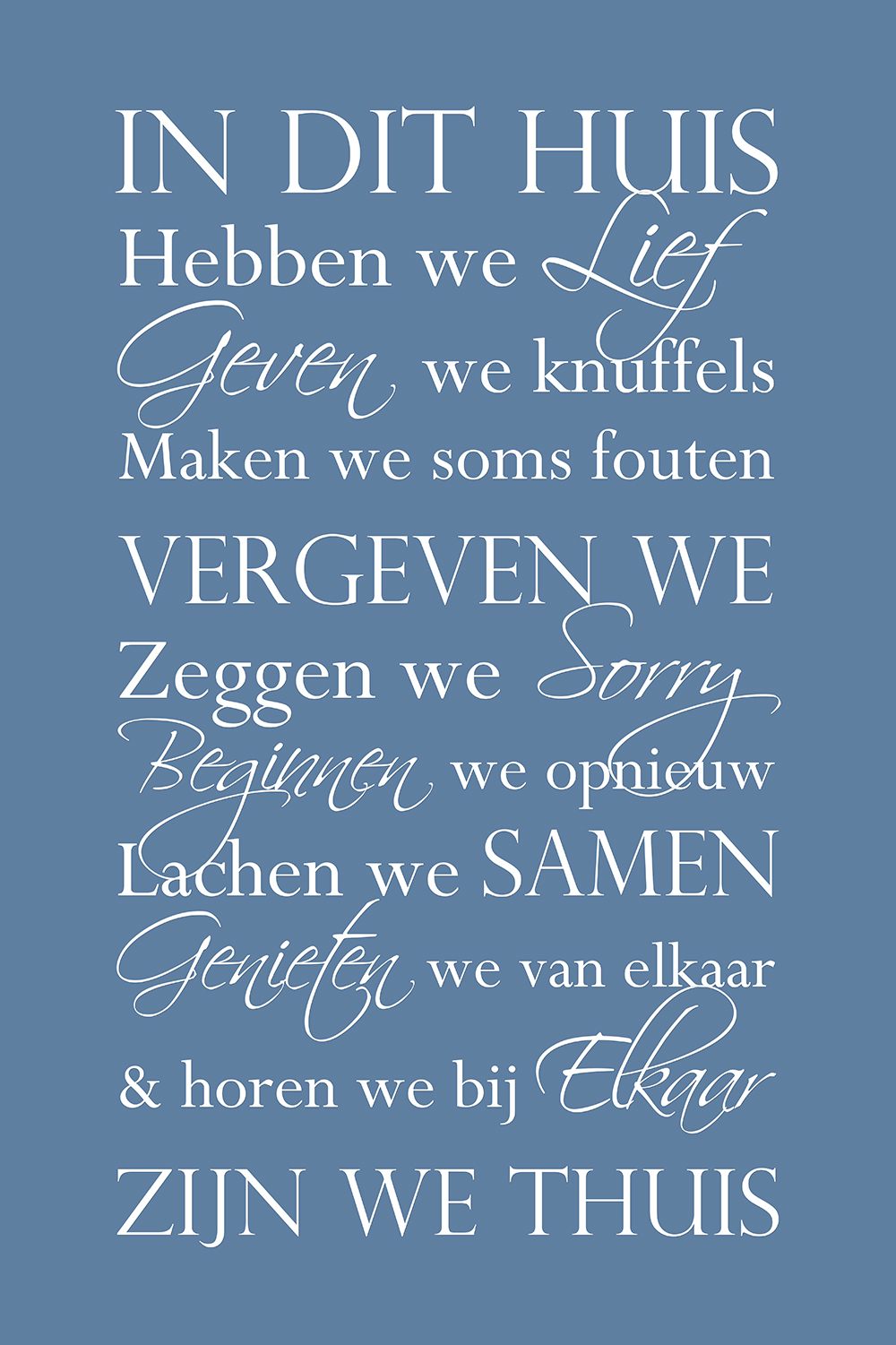 In dit huis op canvas blauw