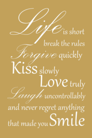 Tekst op canvas okergeel