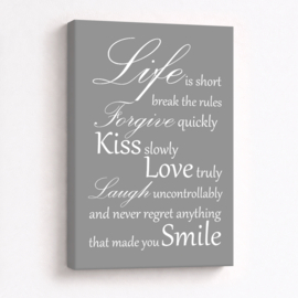 Tekst op canvas grijs