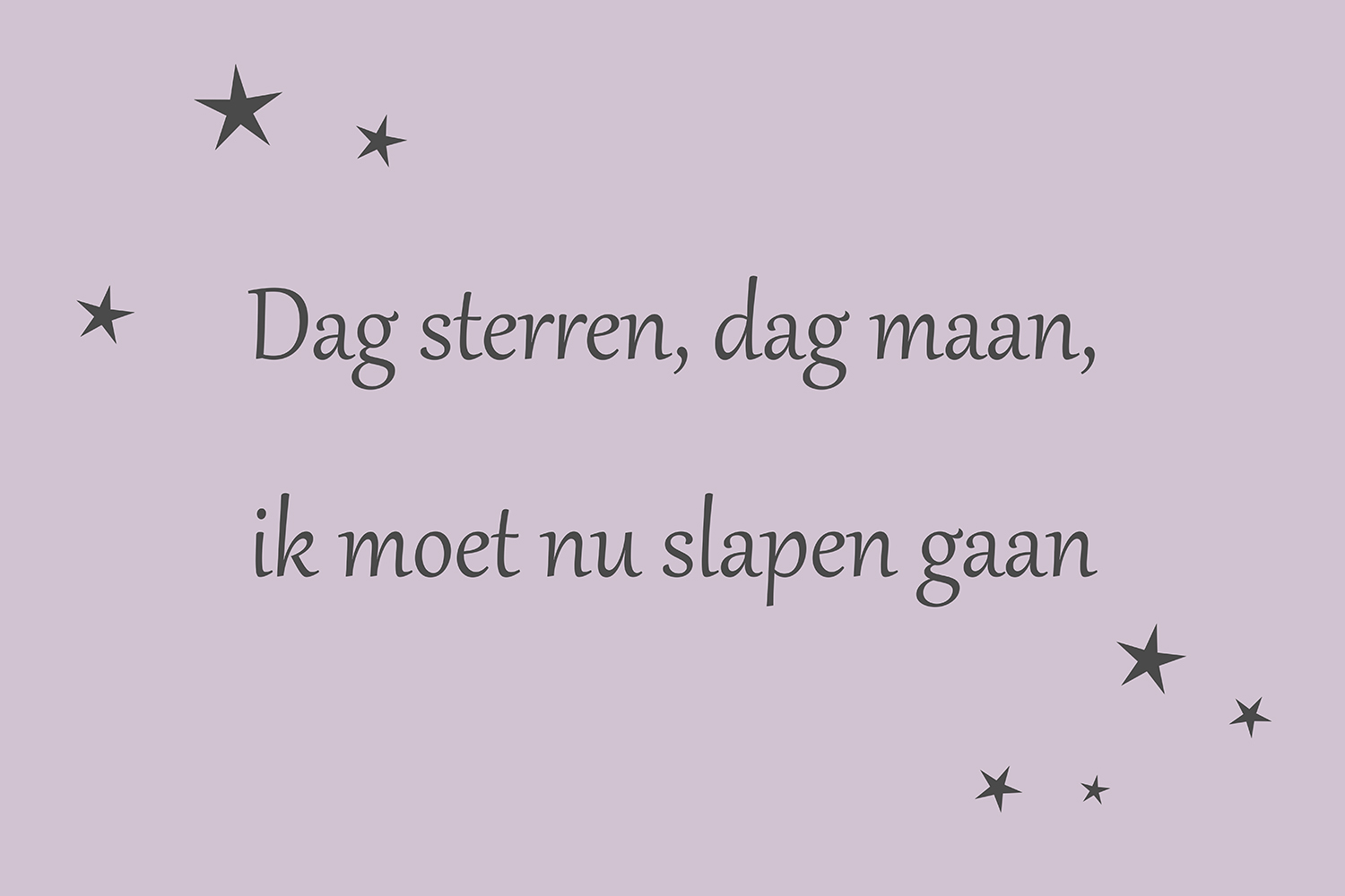 Dag sterren, dag maan op canvas paars