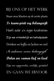Bij ons op het werk op canvas