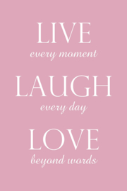 Live laugh love op canvas roze