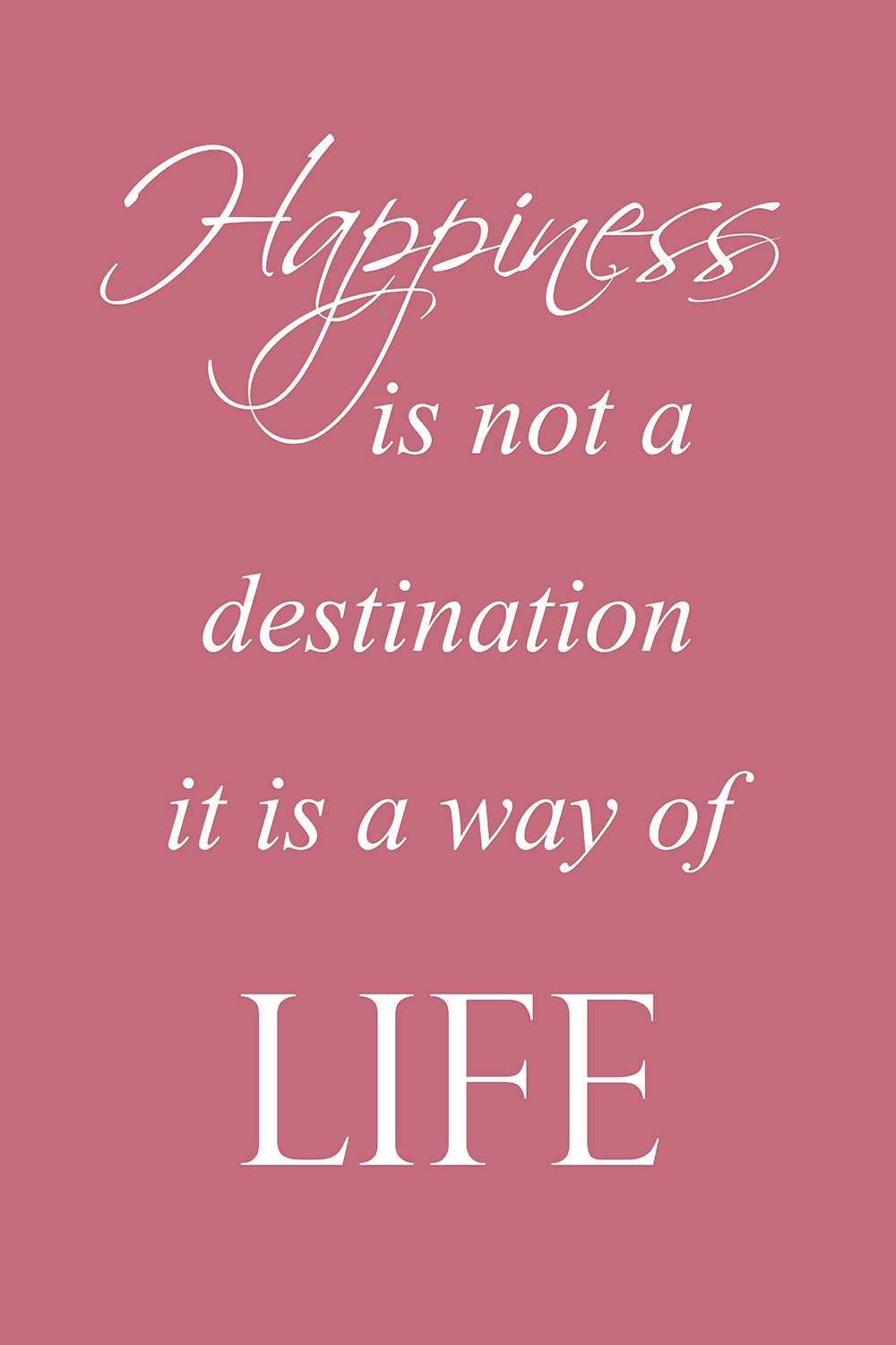 Happiness op canvas roze