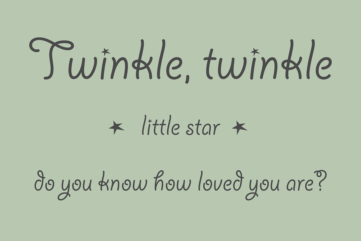 Twinkle twinkle little star op canvas groen