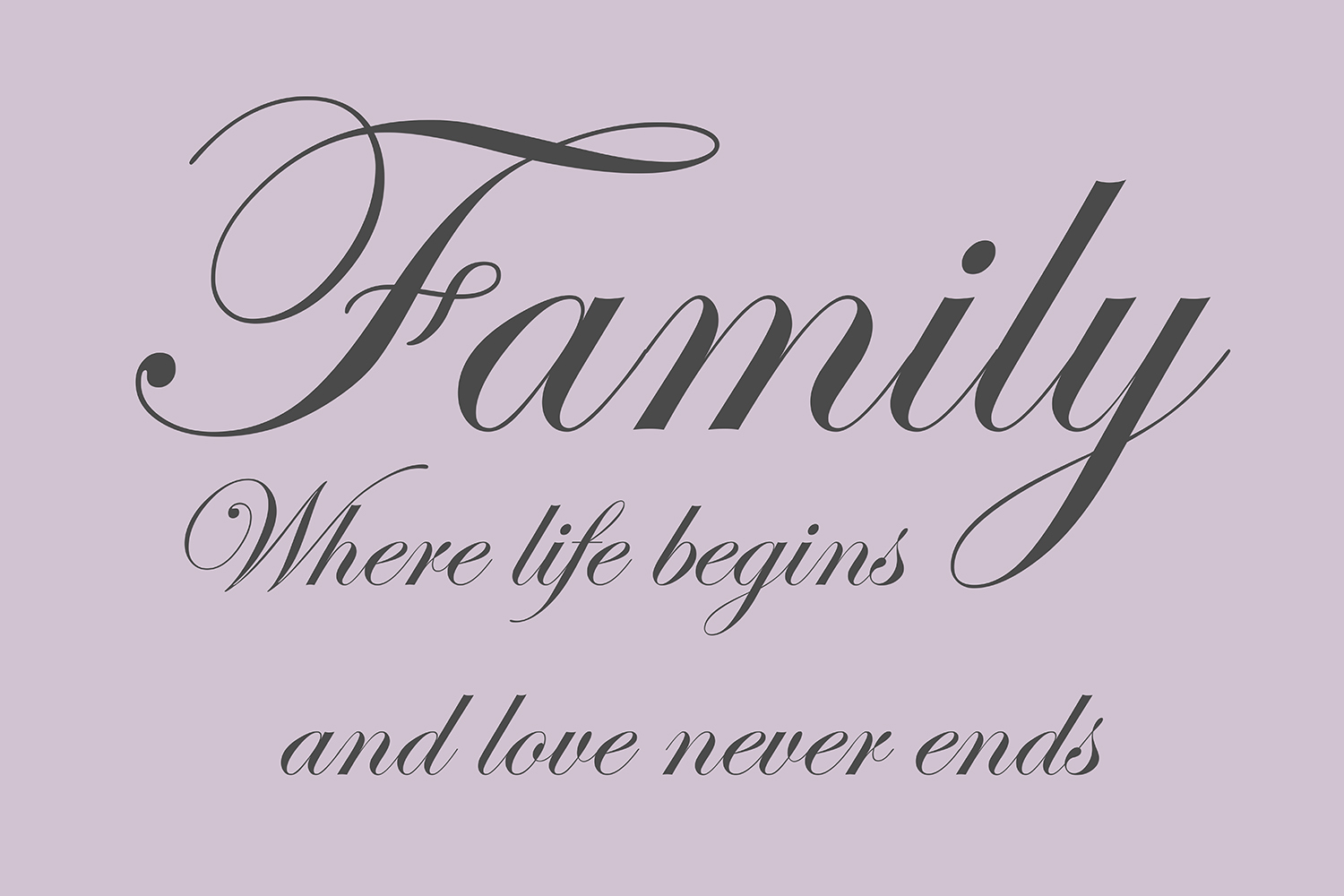 Family where life begins op canvas paars