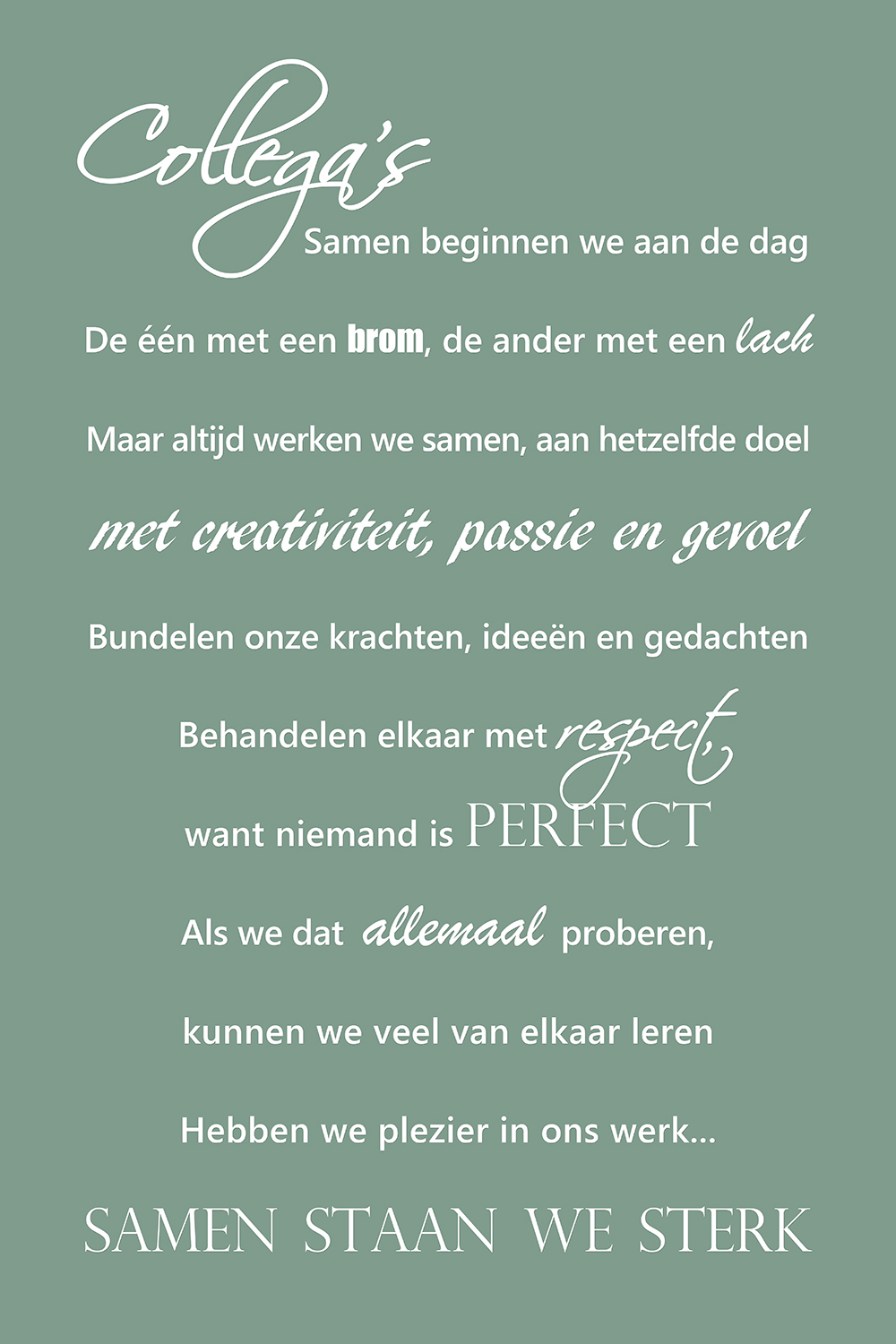 Collega's op canvas groen