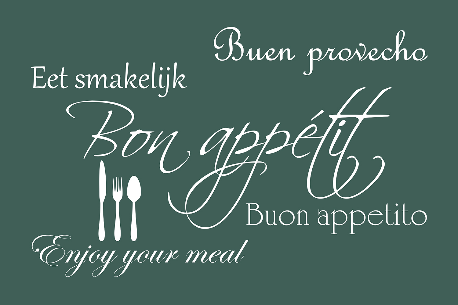 Bon appétit op canvas groen