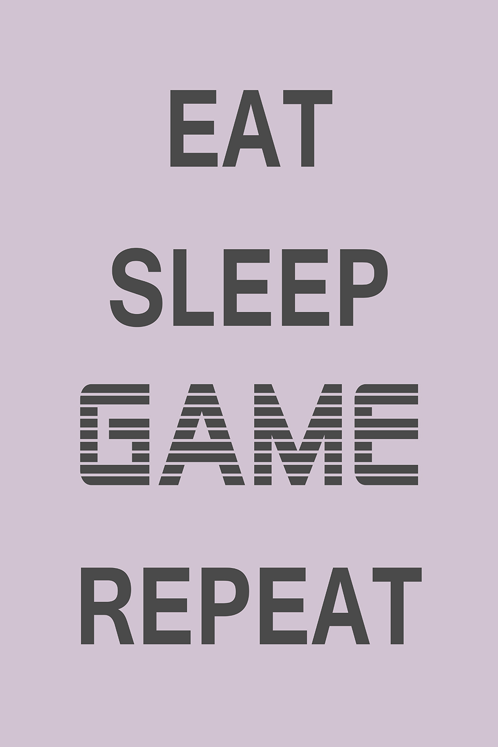 Eat Sleep Game Repeat op canvas paars
