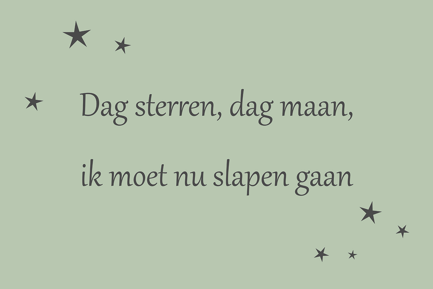 Dag sterren, dag maan op canvas groen