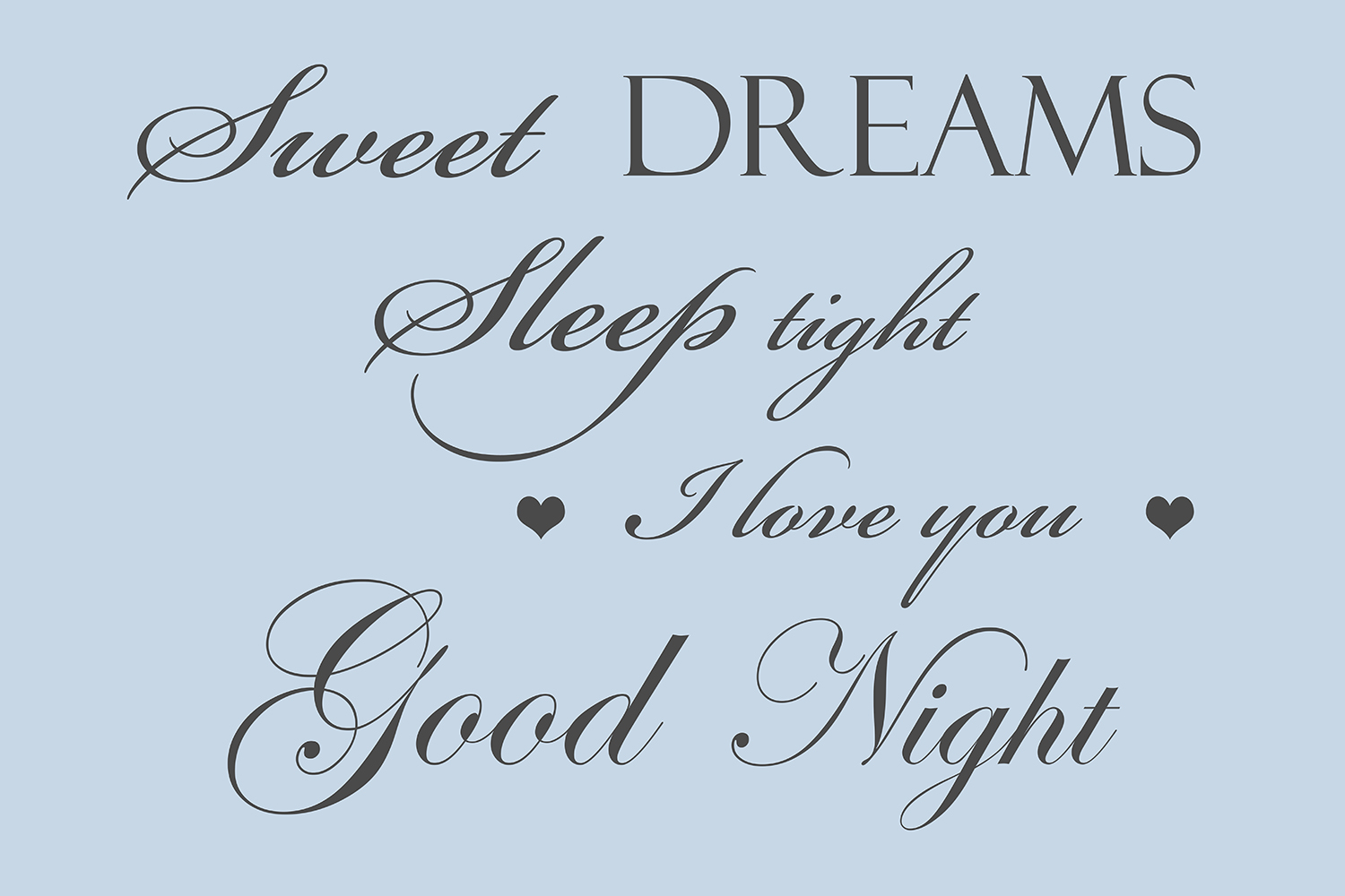 Sweet dreams op canvas blauw