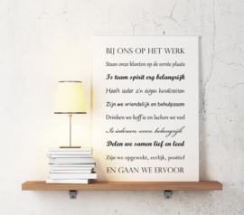Bij ons op het werk op canvas