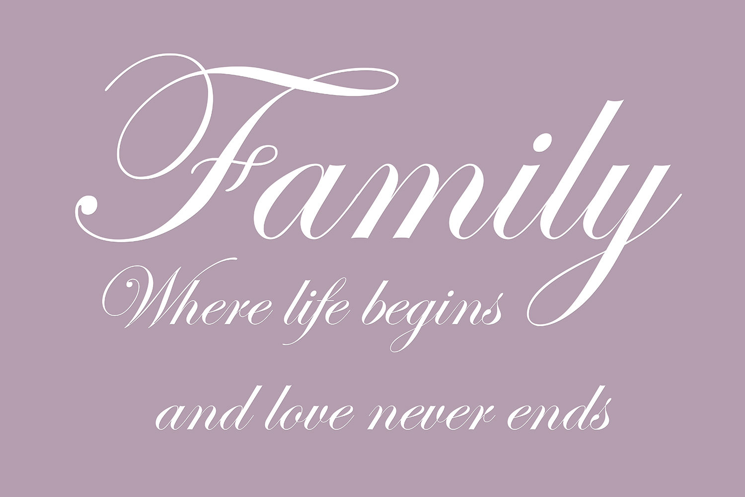 Family where life begins op canvas paars