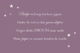 Tekst op canvas donkerpaars