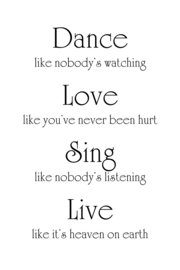 Dance Love Sing Live op canvas wit