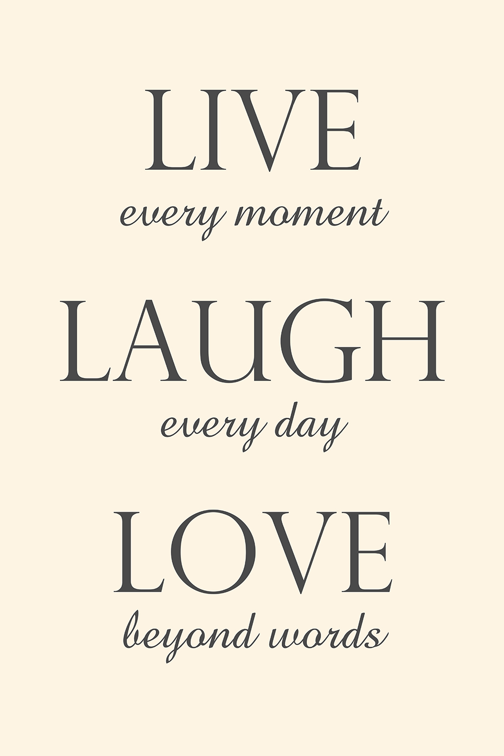 Live laugh love op canvas wit