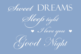 Sweet dreams op canvas blauw
