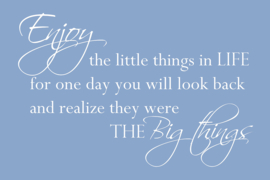 Enjoy the little things op canvas blauw