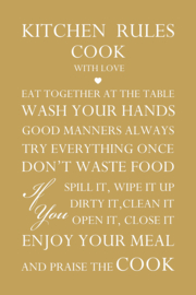 Tekst op canvas okergeel