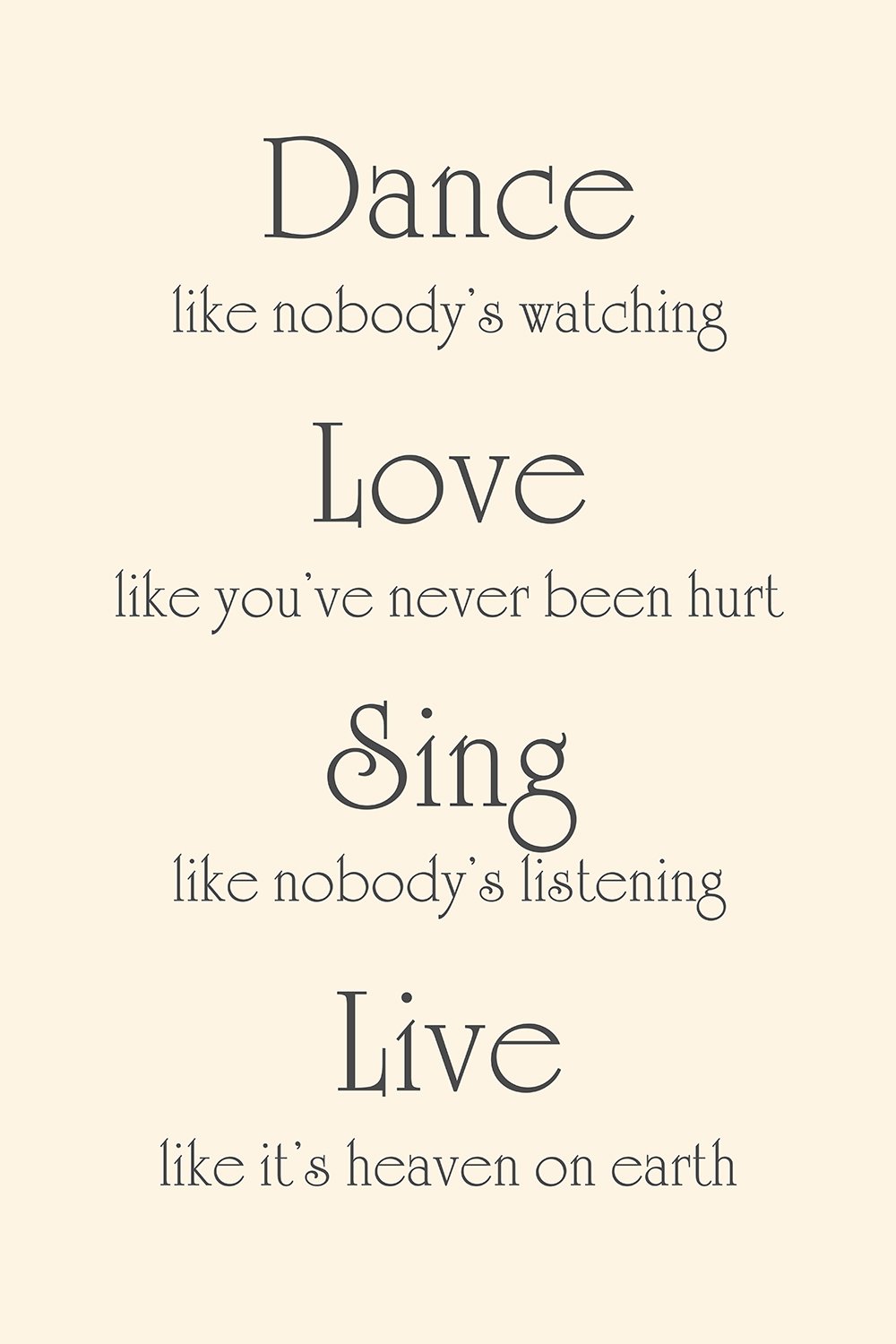 Dance Love Sing Live op canvas wit