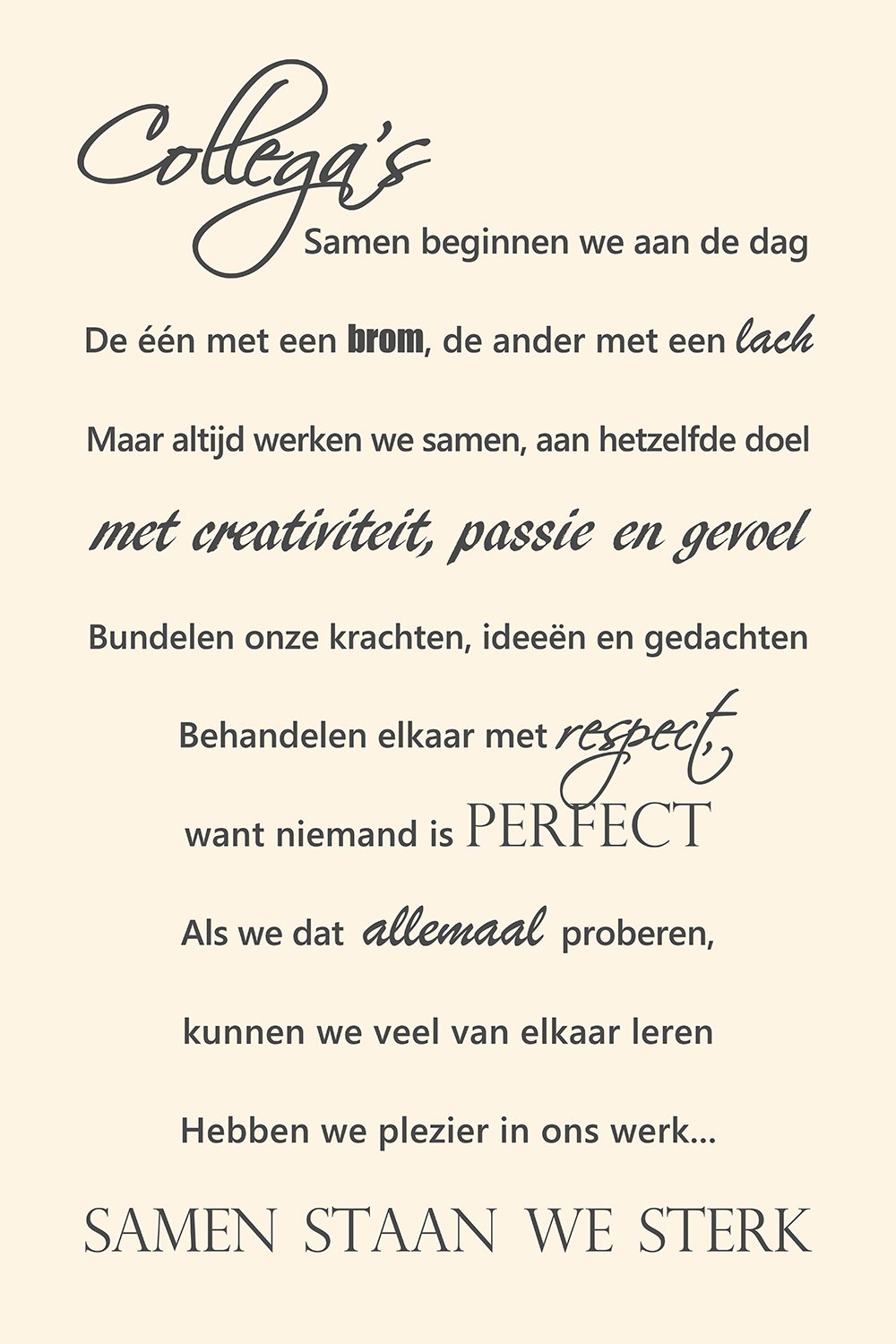 Collega's op canvas wit